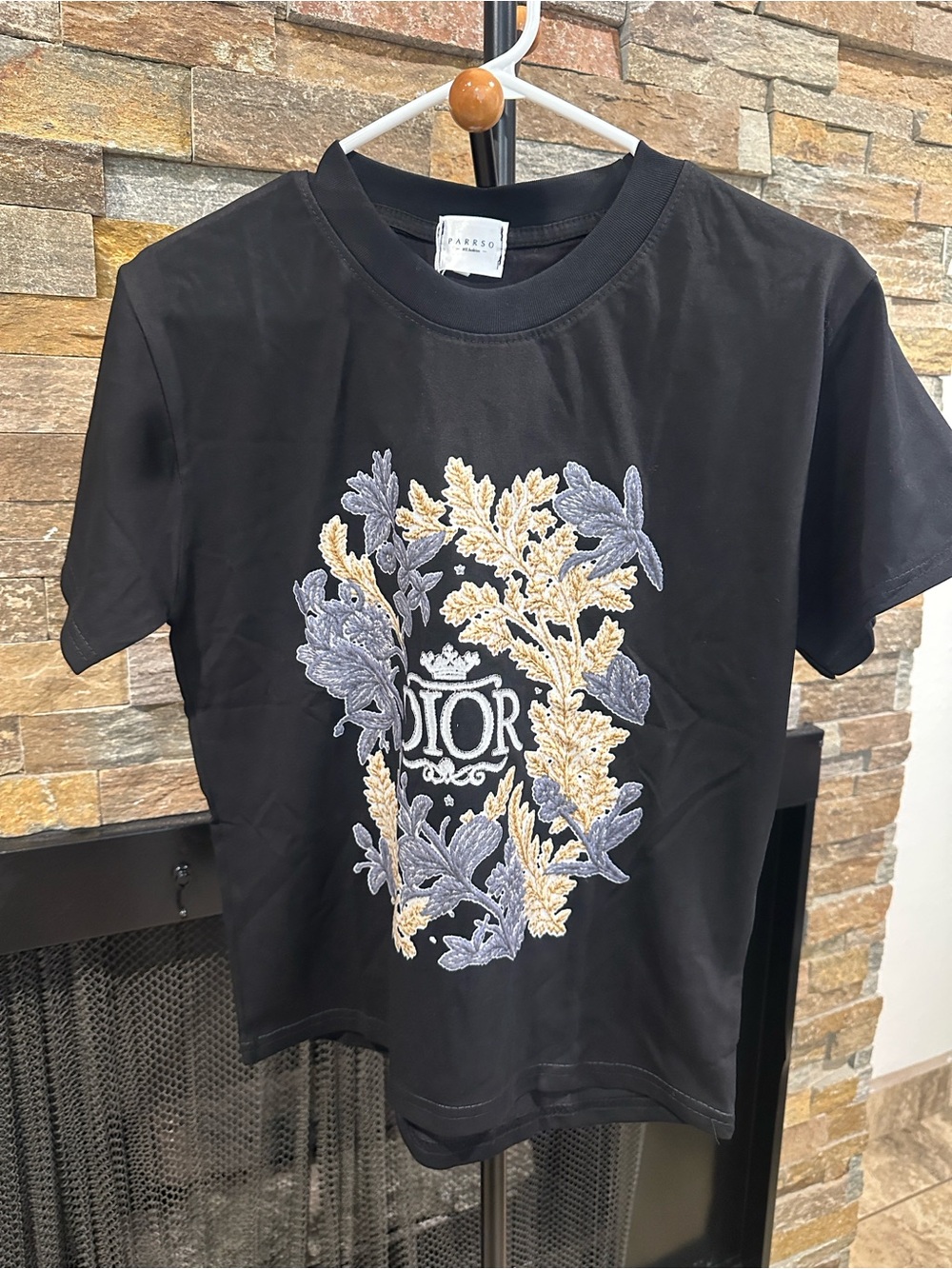 Black Floral Logo Tee size S